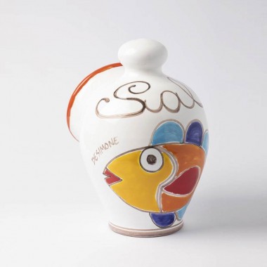 Porta Sale Folk Pesce PS5FK ceramiche de simone Porta Sale Folk Pesce PS5FK ceramiche de simone